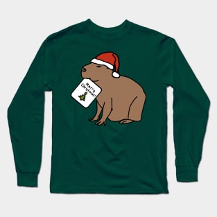 Cute Capybara says Merry Christmas Long Sleeve T-Shirt